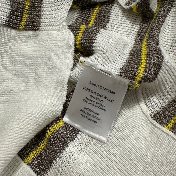 Veronica Beard Jeans Arthur Tie Hem Striped Linen Blend Sweater - Picture 6 of 8